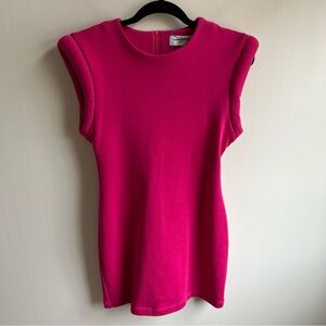 Saint Laurent Hot Pink Structured Crewneck Dress
